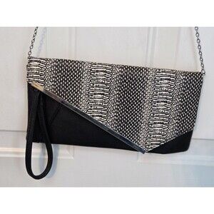 Nine West Clutch Purse, Black & Snakeskin